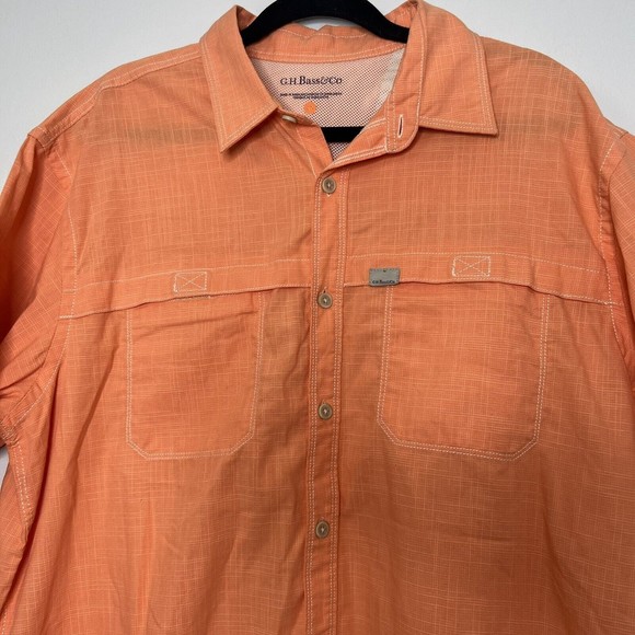 G.H Bass Co Shirt Men's Large Orange Button Down Short Sleeve Shirt Outdoors - Picture 3 of 8